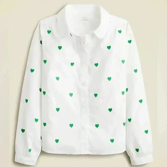 NWT • JCREW crewcuts girls heart embroidered button up 3T - Picture 1 of 5
